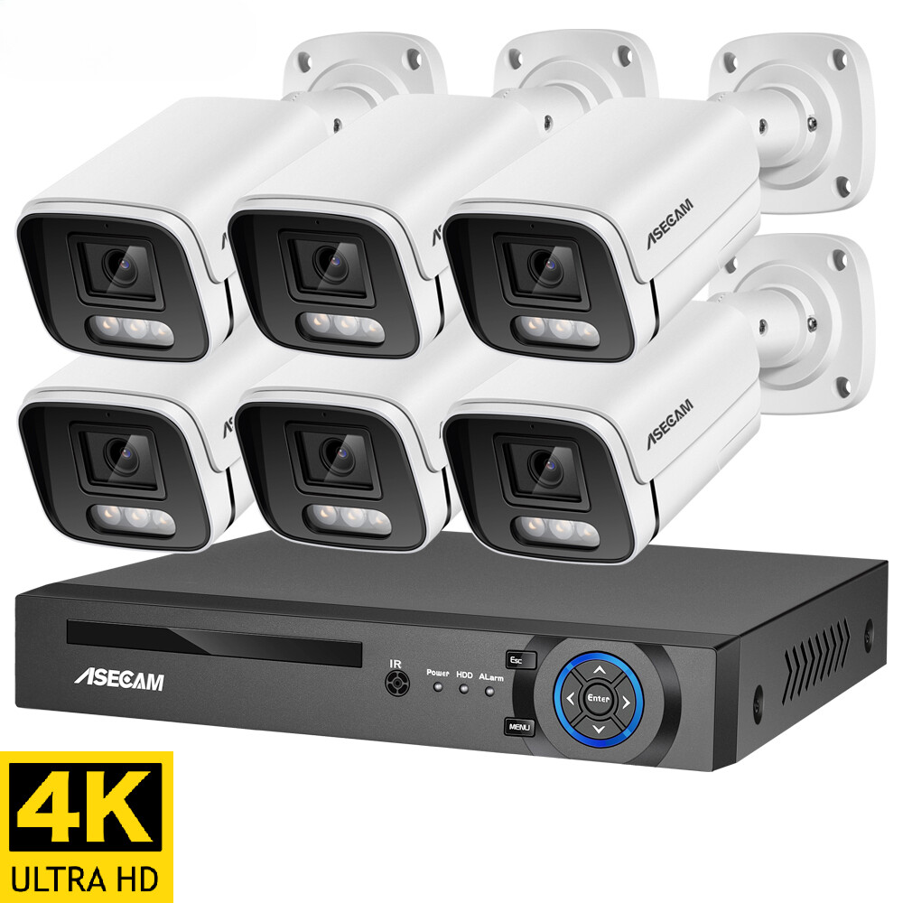 Security Camera System 8MP Audio Mic Color Night Home Video Surveillance Camera