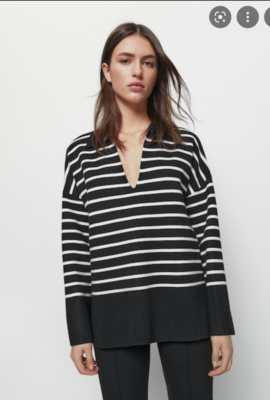 Neu mit Etikett Massimo Dutti gestreifter Pullover im Polo-Stil V