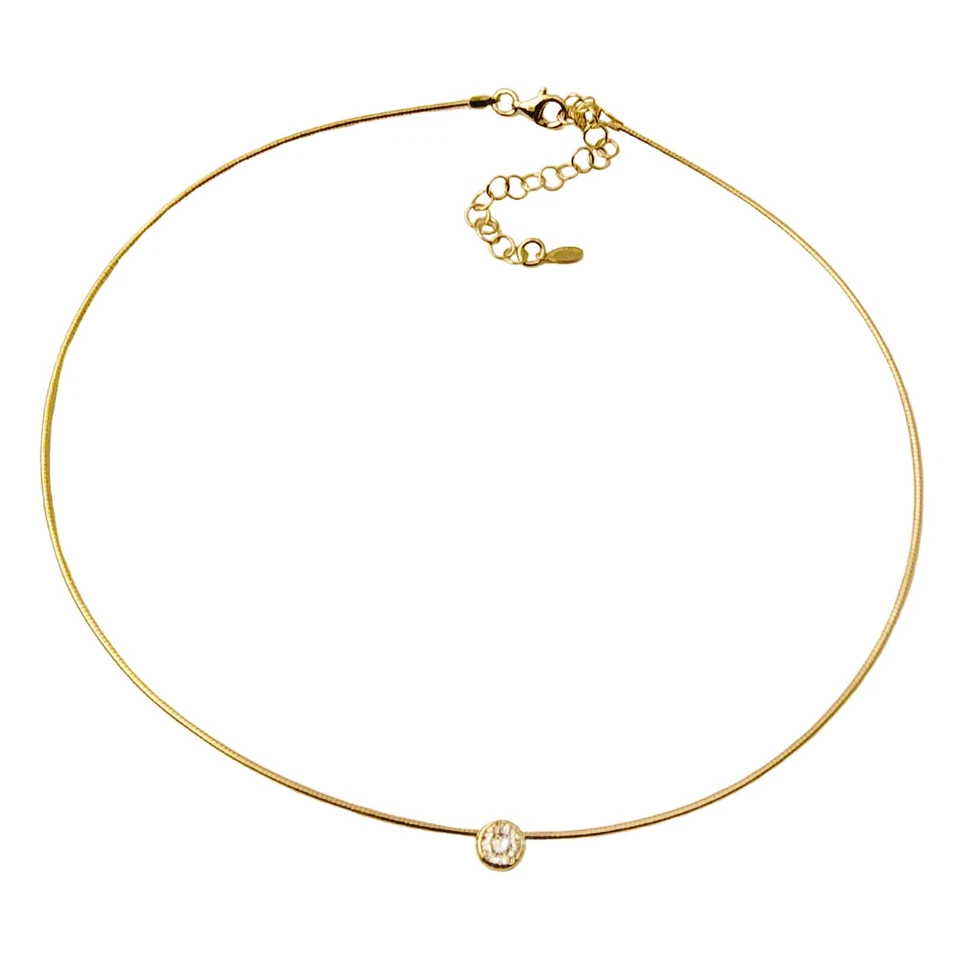 Collana Ciondolo Punto Luce da Donna in Argento 925 Dorato Girocollo Semirigida - Immagine 4 di 4