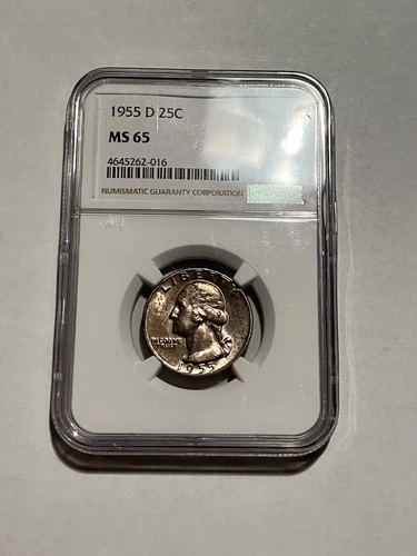 1955 D Washington Silver Quarter NGC MS65 Toned Denver 25 Cents