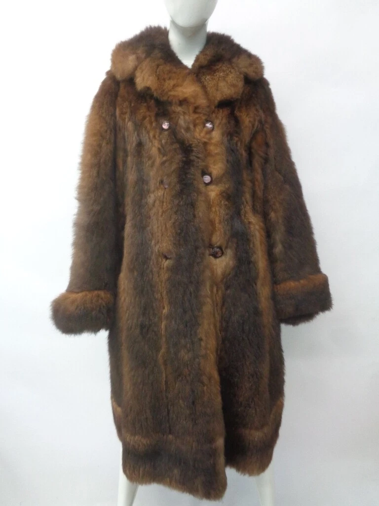 EXCELLENT BROWN OPOSSUM FUR COAT JACKET WOMEN WOMAN SIZE 0 2 PETITE MINIMUM SIZE