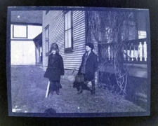 1910s Boys Fur Trapper Hat Boots Brothers Vintage Photo Negative 4.5 X 3.5 A