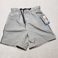 Vintage Cheetah Mervyns Swim Trunks Mens Small Gray Lined Bathing Shorts NWT
