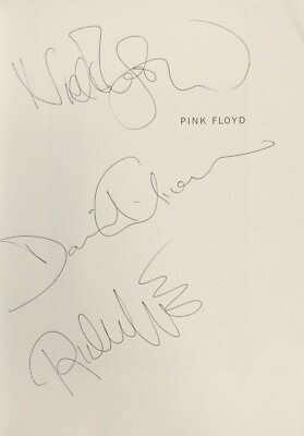 PINK FLOYD signiert x3 Seite - ikonische Rockgruppe GILMOUR Mason WRIGHT Nachdruck