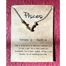 Pisces Zodiac Sign Gold Plated Necklace Constellation Cubic Zirconia