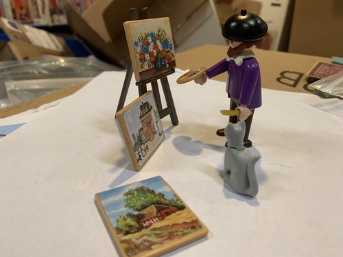 Playmobil 5404 Victorian Artist Painter Mansion 5300 Paintings Easel Pallet Cat - Picture 9 of 9