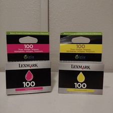 Genuine Lexmark 100 Yellow Magenta Ink Cartridges Factory Sealed