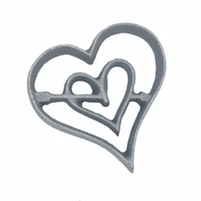 Kitchen Supply 7125 Valentine Heart Rosette Iron, Hand-Cast Aluminum, 3.25 W x 3