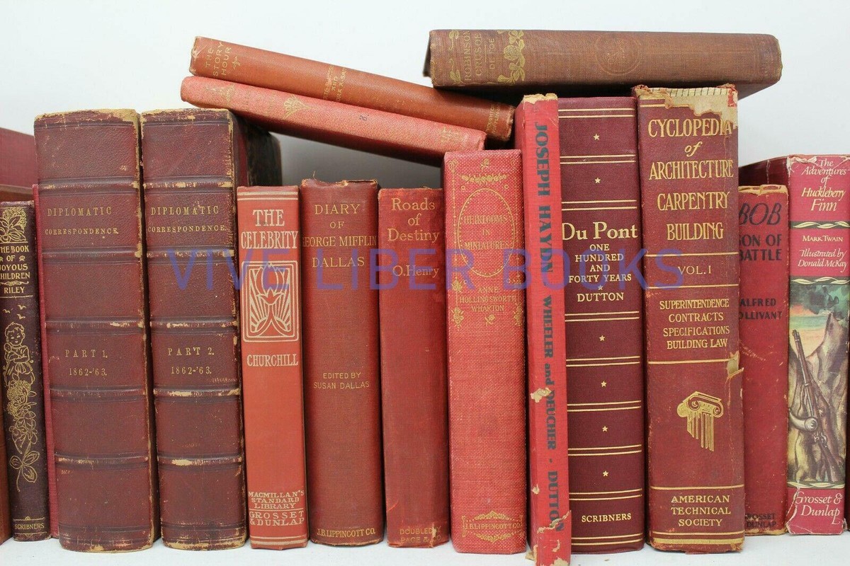 Vintage Books/50cm Set 【RED】洋書　古書　アンティーク Vintage Books/50cm Set 【RED】洋書古書アンティーク