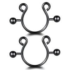 2pcs Black Sexy non Piercing Clip on nipple rings Jewelry for Women 