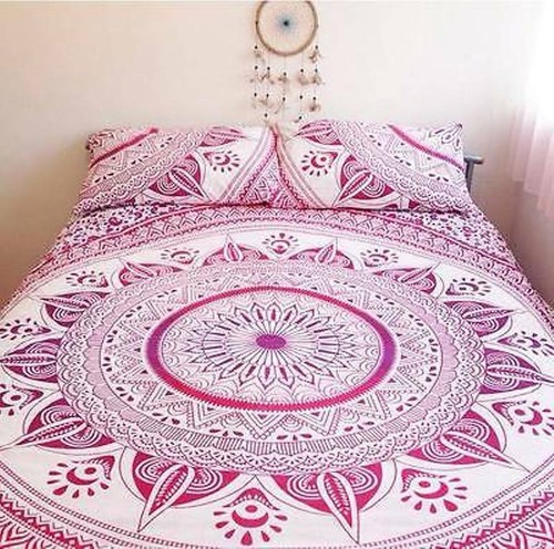 Indien Bedding Set Blue Ombre King Duvet Quilt Cover Mandala Hippie Gypsy Set - Picture 38 of 40