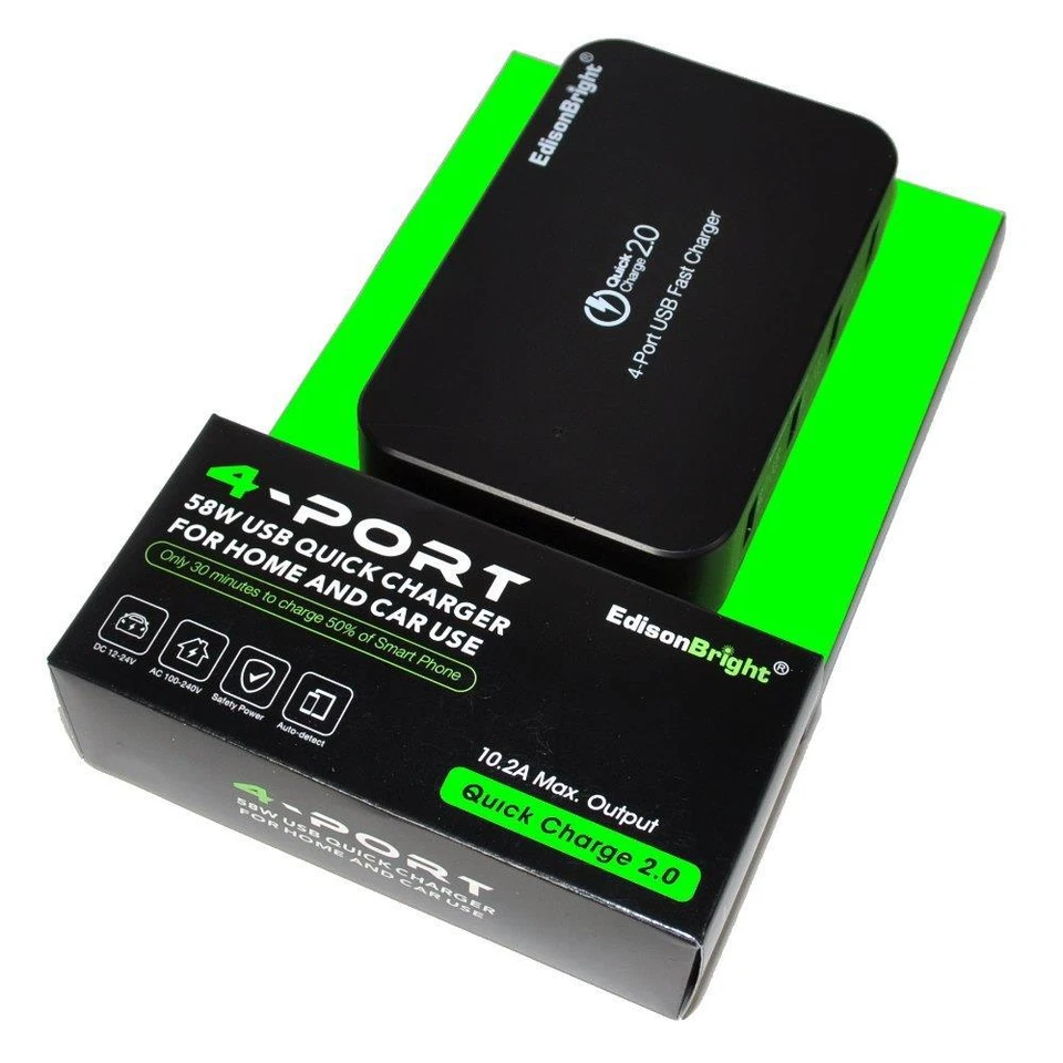 EdisonBright 4 Puertos USB Cargador Rápido/Rápido Multi Puerto Samsung Galaxy/Iphone/Nota Foto 2 de 4