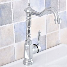 Polished Chrome Bath/Kitchen Faucet Swivel Single Handle Tap Deck Mounted Zsf643