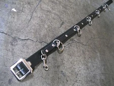 Black Leather 5 Ring Narrow Bondage Belt Punk, Sid Vicious, Metal, Cosplay