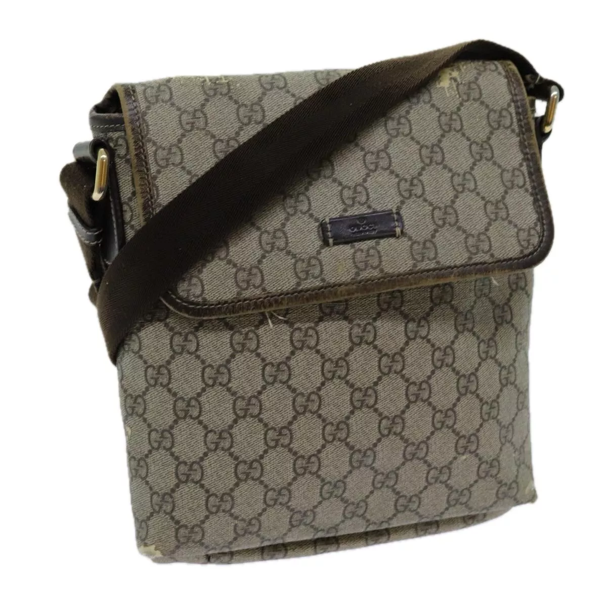 Sac à bandoulière GUCCI GG Supreme PVC beige 223666 authentique 70394