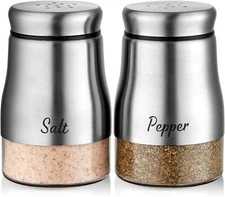 Salt And Pepper Shakers Set,  5 Ounce Stainless Steel Salt And Pepper Di
