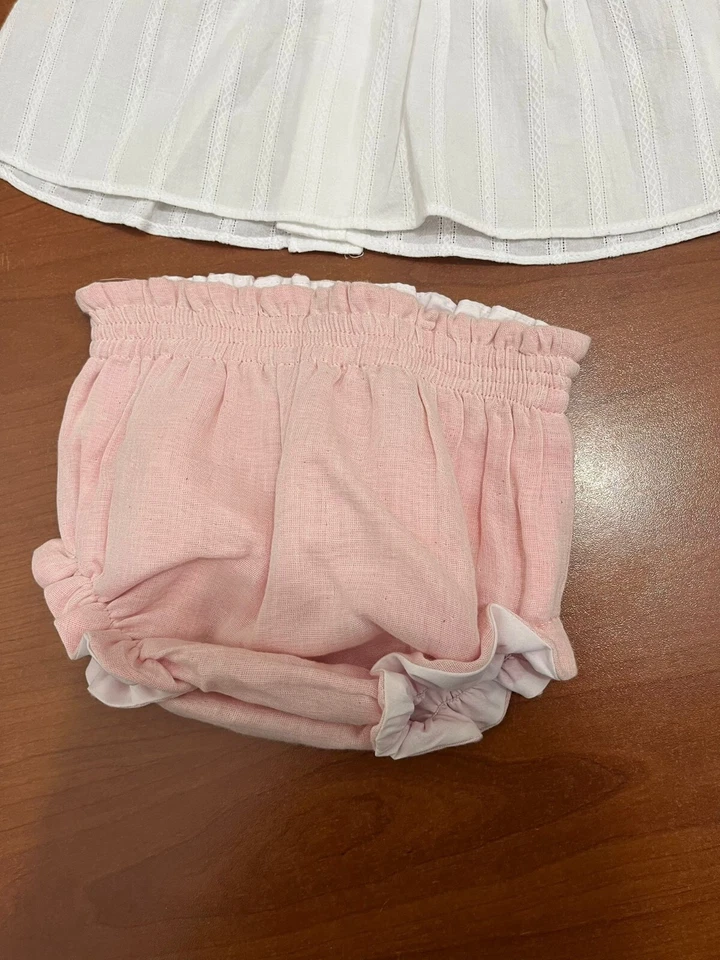 Completino Micolino Taglia 12 Mesi Colore Bianco e Rosa Antico con Fiocchetti - Immagine 4 di 4