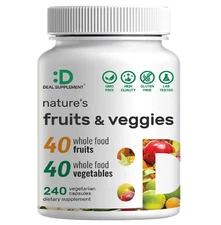 Nature’s Fruits & Veggies 240 Capsules 80 Superfoods for Daily Balance, Wellness
