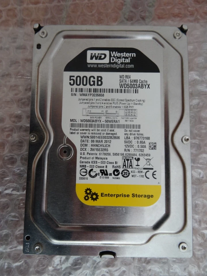 Festplatte Western Digital 500GB WD5003ABYX 64MB 7200U/min Sata II 3,5"