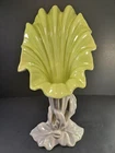 Royal Haeger Lily Trumpet Vase Silver Gray & Chartreuse 14"