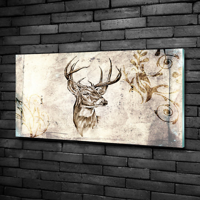 Glas-Bild Wandbilder Druck auf Glas 100x50 Deko Tiere Hirsch