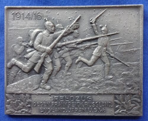 1. Weltkrieg - Zinkplakette 1916 - auf die Feldzüge von 1914/16 - 66,8 x 53,4 mm - Bild 1 von 2