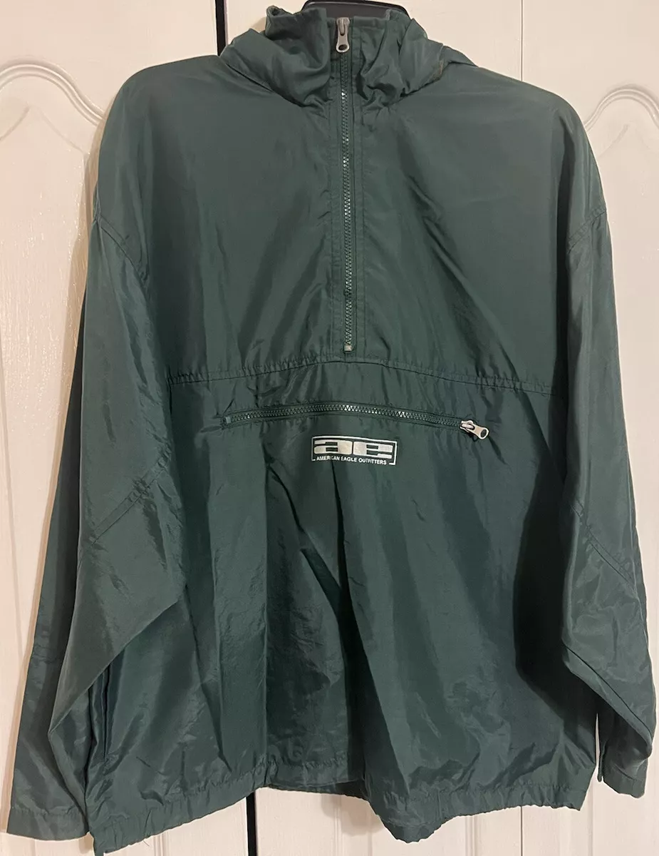 Vintage 80s 90s American Eagle Active Double Zip Green Windbreaker Jacket Mens M