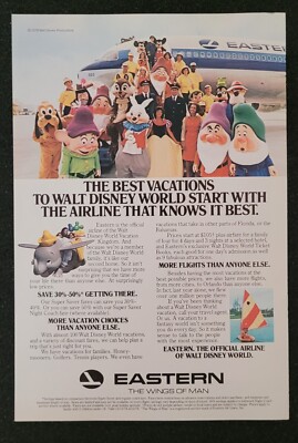 1978 Eastern Airlines Disney Vacations Vintage 7x10'' Print Ad travel ephemera