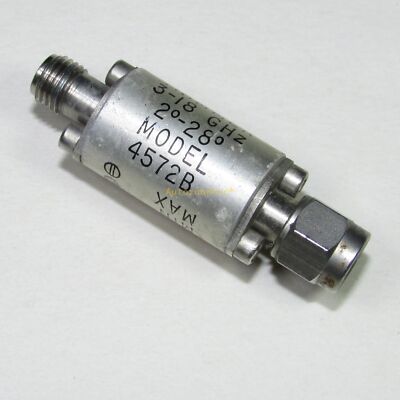 Used Narda 4572B 3-18GHz 30W 2-28 degree SMA microwave coaxial phase shifter