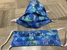 Hawaiian Blue Fish Adult Face Mask Reuseable Reversible 100 Cotton