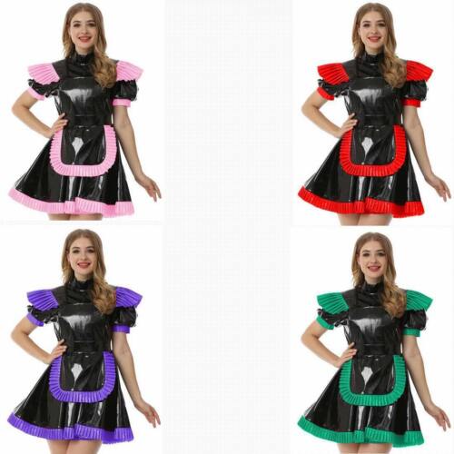 Mädchen Sissy sexy Dienstmädchen abschließbar PVC Kleid Cosplay Kostüme CD/TV maßgeschneidert - Bild 1 von 20