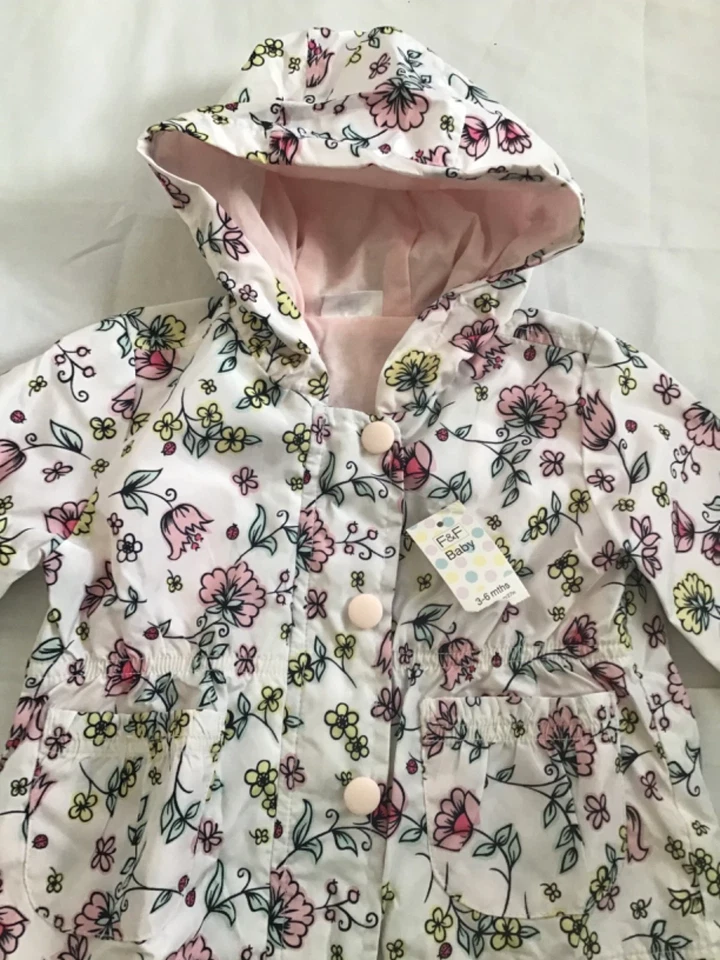 BNWT TU Baby Girls Floral Lightweight Hooded Botanical Mac Jkt  3-6 mths  #1199 - Image 2 of 4