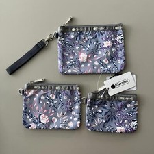 Lesportsac Gray Floral Wristlet Pouch Set of 3 NWT