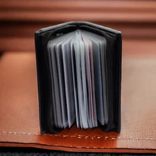 RFID Mens Slim Front Pocket Wallet Genuine Leather Bifold ID/Credit Card Holder