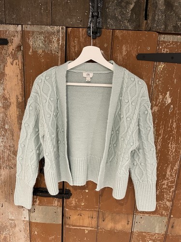 River Island Petite Cable Knit Cardigan & Bralette Set Green Summer Small - Picture 13 of 23