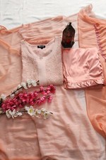 Chikankari Kurti Set for Women Ombre Peach Indian Ethnic Wear Salwar Kameez
