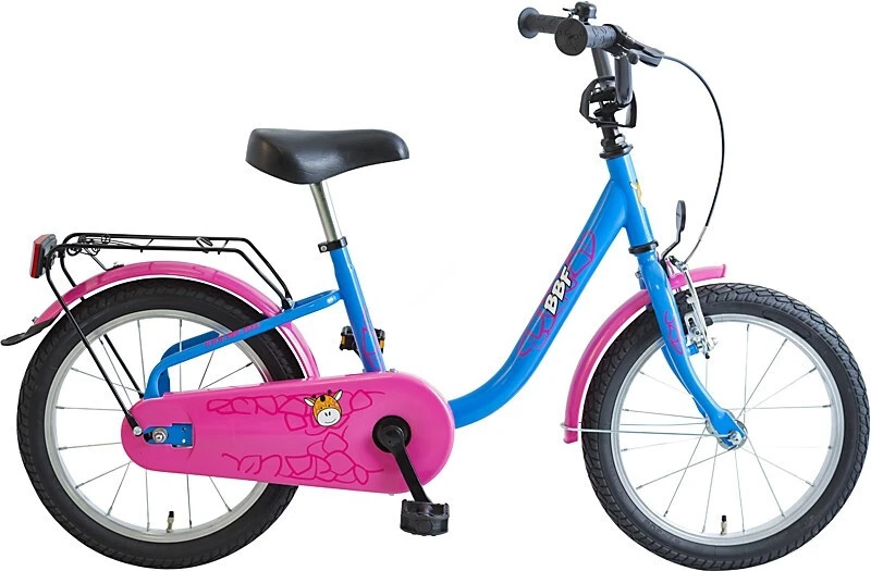 Kinderrad BBF CrazySafety "Giraffe" 18", RH 28 cm, inkl. Seitenständer Pink/Blau