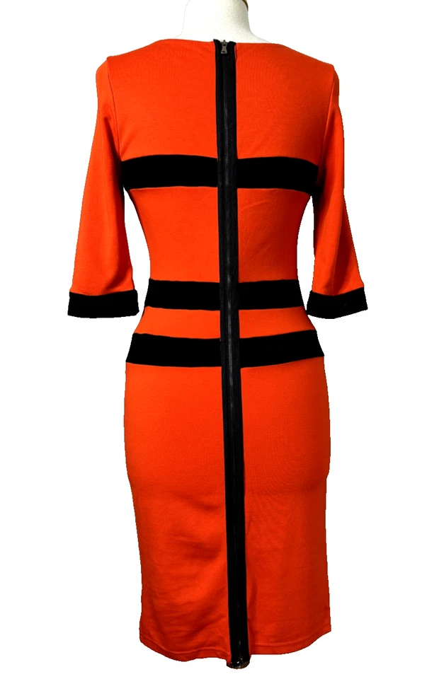 Vestido para mujer MARC JACOBS rojo negro manga 3/4 espalda completa cremallera talla 4 Foto 2 de 4