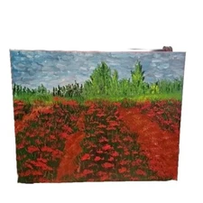 Red Flowers, Acrylic Painting - 16x20 Hand Painted Artwork on Canvas