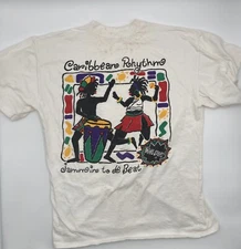 Vintage T-shirt Caribbean Rhythm XL White Irie Blue