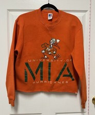 Vintage NCAA University of Miami Hurricanes Russell Orange Crewneck Sweatshirt