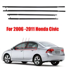 4Pcs Weatherstrip Door Window Moulding Trim Seal Fit for Honda Civic 2006-2011
