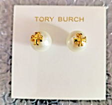 Authentic Tory Burch whiteLogo Stud Earrings ...