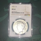 1925 Peace Dollar $1 Silver NGC MS62 (Cert 4857974-027)
