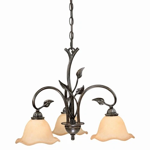 Vine 3-Light Chandelier in Rustic Style 17.5 Inches Tall and 22 Inches Wide - Picture 1 of 2