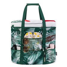 KABAQOO Mesh Beach Bag, Extra Large Beach Bags with 9 Pockets Zipper Waterp...