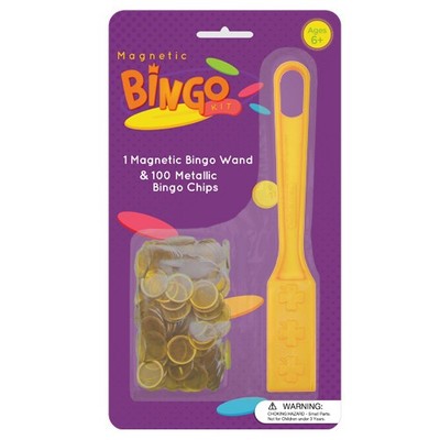 Deluxe Plastic Magnetic Orange Bingo Wand Set - Includes 100 Metal Rimmed Chips!