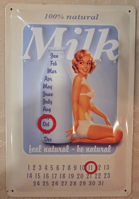 Nostalgic-Art Metal Sign Calendar - Milk Feel Natural Be Natural Girl - Germany
