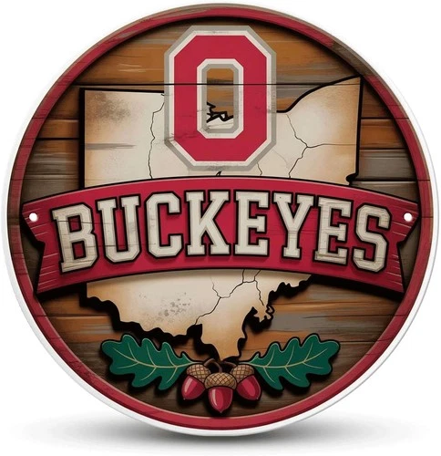 Buckeyes Tin Metal Signs Home Décor, Vintage Ohio State Print Aesthetic for Bedr