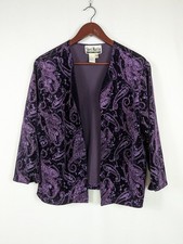 Velvet Jacket Womens 14 Purple Glitter Open Front Dark Fairy Whimsigoth 2953
